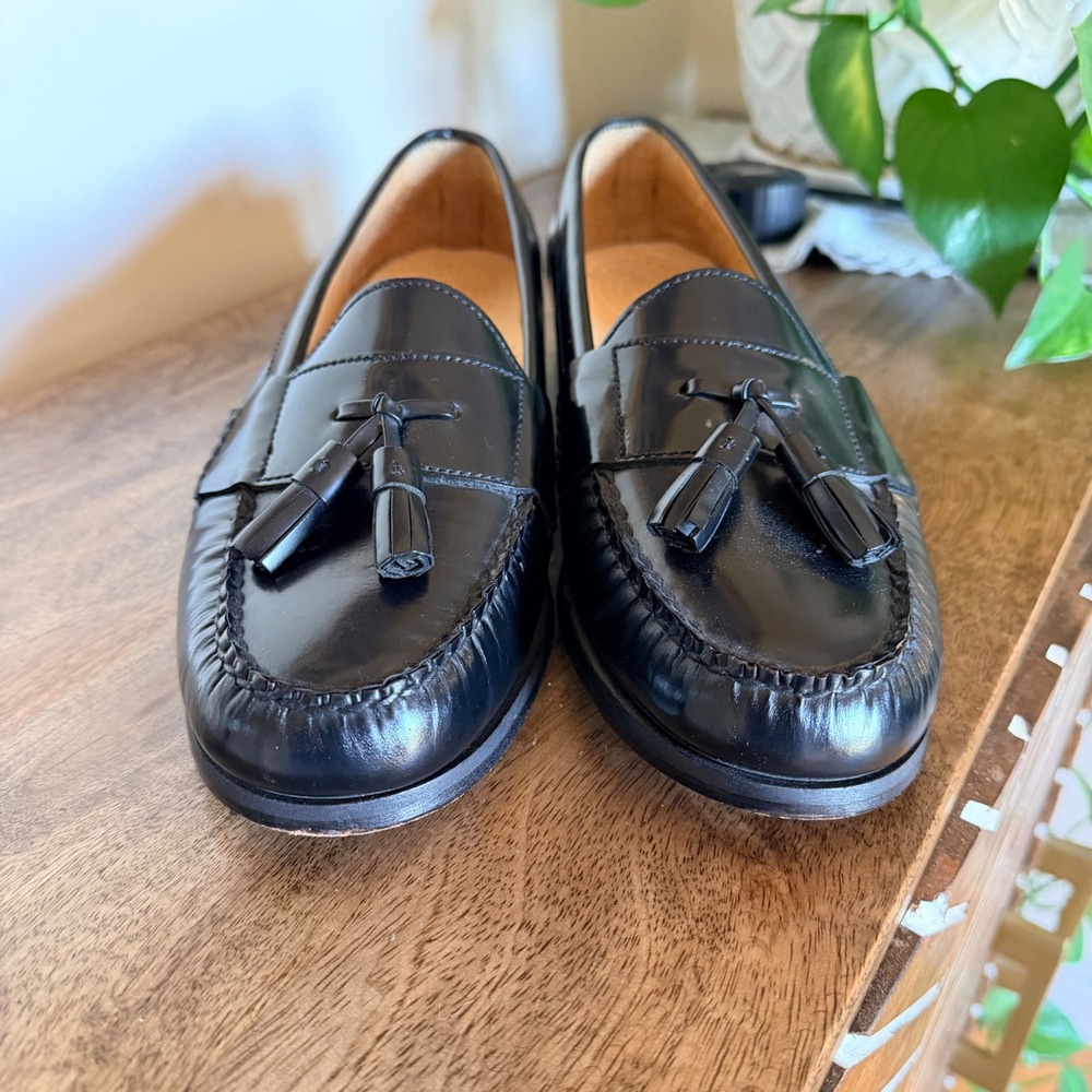Kirkland Signature Tassel Kiltie Loafers Mens 9 D‎ Black Leather Shoes Brazil - Picture 5 of 11